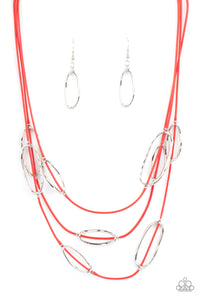 Paparazzi "Check Your CORD-inates" Red Necklace & Earring Set Paparazzi Jewelry