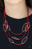Paparazzi "Check Your CORD-inates" Red Necklace & Earring Set Paparazzi Jewelry