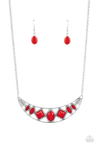 Paparazzi "Emblazoned Era" Red Necklace & Earring Set Paparazzi Jewelry