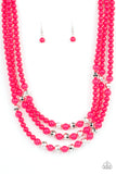 Paparazzi "STAYCATION All I Ever Wanted" Pink Necklace & Earring Set Paparazzi Jewelry