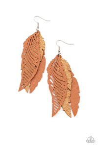 Paparazzi "WINGING Off The Hook" Brown Earrings Paparazzi Jewelry