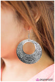 Paparazzi "Jupiter Moon" Silver Circle Floral Pattern Earrings Paparazzi Jewelry