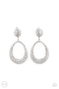 Paparazzi "Sophisticated Smolder" White Clip-On Earrings Paparazzi Jewelry