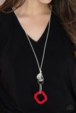Paparazzi "Top Of The Wood Chain" Red Necklace & Earring Set Paparazzi Jewelry