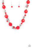 Paparazzi "Vidi Vici VACATION" Red Necklace & Earring Set Paparazzi Jewelry