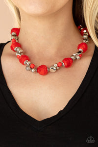 Paparazzi "Vidi Vici VACATION" Red Necklace & Earring Set Paparazzi Jewelry