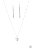 Paparazzi "Pitter-Patter, Goes My Heart" Silver Necklace & Earring Set Paparazzi Jewelry