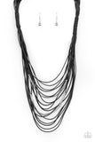 Paparazzi "Nice CORD-ination" Black Necklace & Earring Set Paparazzi Jewelry