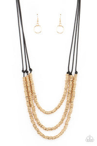 Paparazzi  "Ring To Reason"  Gold Necklace & Earring Set Paparazzi Jewelry