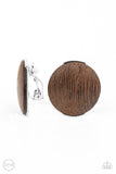 Paparazzi "WOODWORK It" Brown Clip On Earrings Paparazzi Jewelry