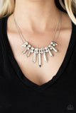 Paparazzi "Dangerous Dazzle" White Necklace & Earring Set Paparazzi Jewelry