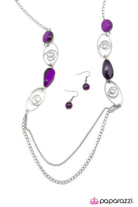 Paparazzi "Twisted Fantasy" RETIRED Purple Glassy Bead Silver Spiral Necklace & Earring Set Paparazzi Jewelry