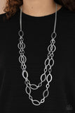 Paparazzi "The OVAL-achiever" Silver Necklace & Earring Set Paparazzi Jewelry