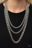 Paparazzi "Chain of Champions" Silver Necklace & Earring Set Paparazzi Jewelry