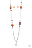 Paparazzi "Spectacularly Speckled" Brown Lanyard Necklace & Earring Set Paparazzi Jewelry