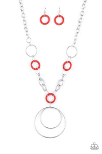 Paparazzi "HOOP du Jour" Red Necklace & Earring Set Paparazzi Jewelry
