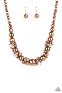 Paparazzi "All Dolled Upscale" Brown Necklace & Earring Set Paparazzi Jewelry