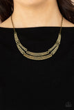 Paparazzi "STICK To The ARTIFACTS" Brass Necklace & Earring Set Paparazzi Jewelry