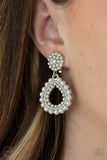 Paparazzi "Discerning Droplets" White Clip On Earrings Paparazzi Jewelry