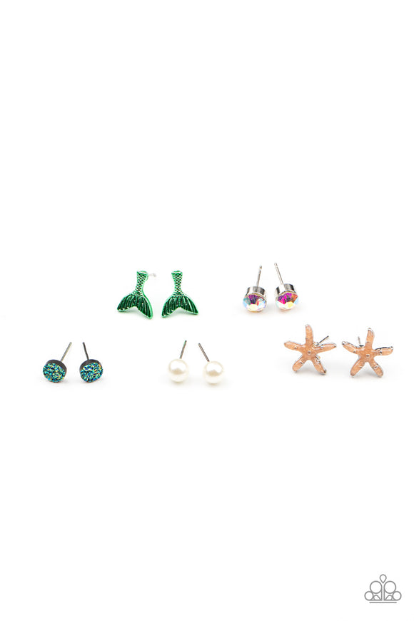Girl's Starlet Shimmer 10 for $10 173XX Mermaid Tail Oil Spill Pearl Starfish Post Earrings Paparazzi Jewelry