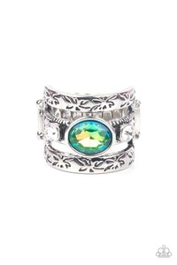 Paparazzi "The Gleaming Tower" Green OIL SPILL Ring Paparazzi Jewelry