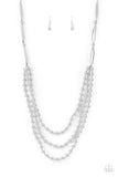 Paparazzi "Beaded Beacon" Silver Necklace & Earring Set Paparazzi Jewelry