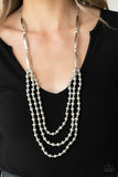 Paparazzi "Beaded Beacon" Silver Necklace & Earring Set Paparazzi Jewelry