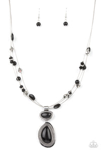 Paparazzi "Discovering New Destinations" Black Necklace & Earring Set Paparazzi Jewelry