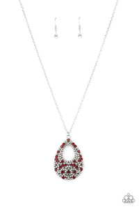 Paparazzi  "High-Society Stargazing" Red Necklace & Earring Set Paparazzi Jewelry