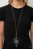 Paparazzi "Cord-inated Effort" Brown Lanyard Necklace & Earring Set Paparazzi Jewelry