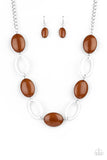 Paparazzi "Beachside Boardwalk" Brown Necklace & Earring Set Paparazzi Jewelry