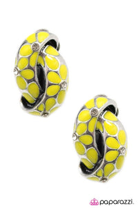 Paparazzi "Bittersweet" Silver Tone Yellow Floral Clip-On Earrings Paparazzi Jewelry