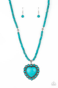 Paparazzi "A Heart Of Stone" Blue Necklace & Earring Set Paparazzi Jewelry