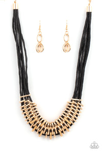 Paparazzi "Lock, Stock, And Sparkle" Gold Necklace & Earring Set Paparazzi Jewelry