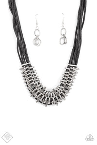 Paparazzi "Lock, Stock, And Sparkle" FASHION FIX Black Necklace & Earring Set Paparazzi Jewelry