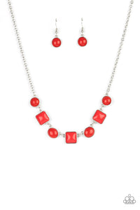 Paparazzi "Trend Worthy" Red Necklace & Earring Set Paparazzi Jewelry