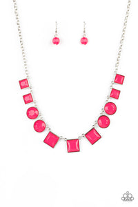 Paparazzi "Tic Tac Trend" Pink Necklace & Earring Set Paparazzi Jewelry