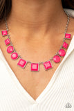 Paparazzi "Tic Tac Trend" Pink Necklace & Earring Set Paparazzi Jewelry