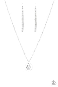 Paparazzi "Think PAW-sitive" Silver Necklace & Earring Set Paparazzi Jewelry