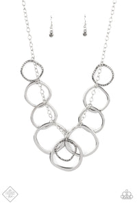 Paparazzi "Dizzy With Desire" FASHION FIX Silver Necklace & Earring Set Paparazzi Jewelry