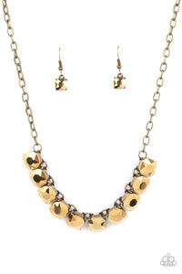 Paparazzi "Radiance Squared" Brass Necklace & Earring Set Paparazzi Jewelry