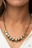 Paparazzi "Radiance Squared" Brass Necklace & Earring Set Paparazzi Jewelry