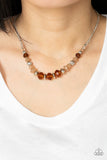 Paparazzi "Turn Up The Tea Lights" Brown Necklace & Earring Set Paparazzi Jewelry