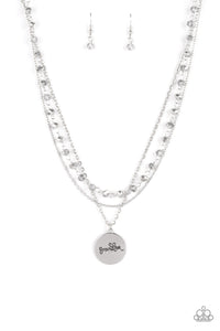 Paparazzi "Promoted to Grandma" Silver Necklace & Earring Set Paparazzi Jewelry