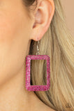 Paparazzi "World FRAME-ous" Pink Earrings Paparazzi Jewelry