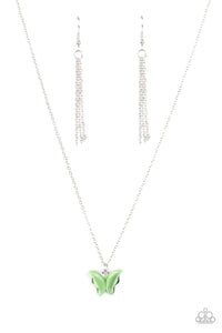 Paparazzi "Butterfly Prairies" Green Necklace & Earring Set Paparazzi Jewelry