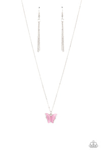 Paparazzi "Butterfly Prairies" Pink Necklace & Earring Set Paparazzi Jewelry