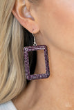 Paparazzi "World FRAME-ous" Purple Earrings Paparazzi Jewelry