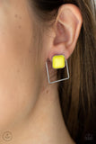 Paparazzi "Flair And SQUARE" Yellow Post Earrings Paparazzi Jewelry