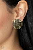 Paparazzi "Shielded Shimmer" Brass Clip On Earrings Paparazzi Jewelry